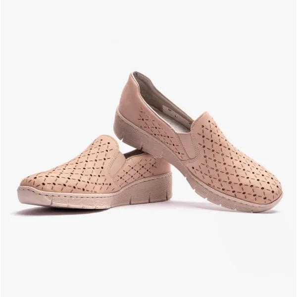 53795-60 Ladies Slip-On Trainers Beige