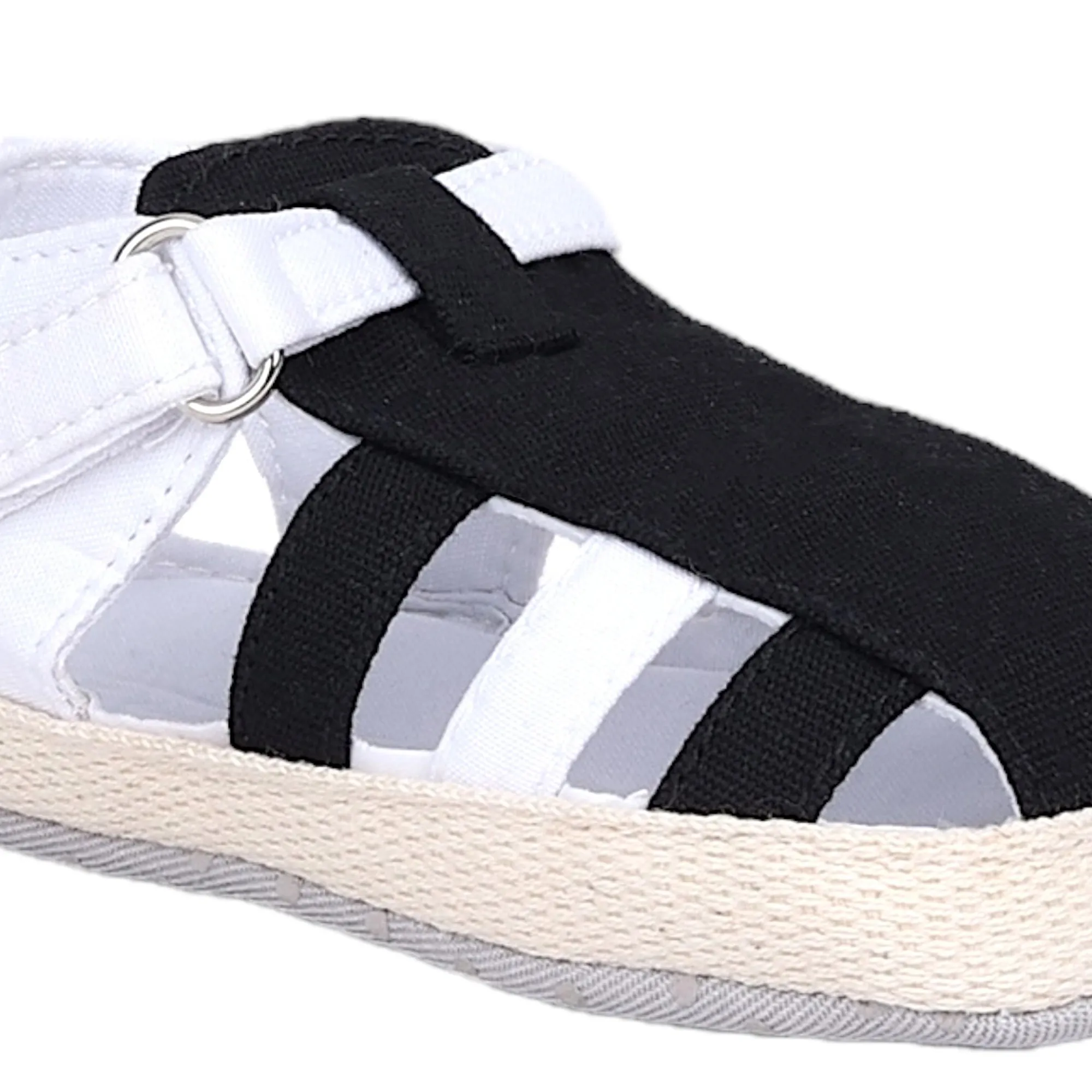 Baby Moo Stylish And Breathable Velcro Straps Anti-Skid Sandals - Black, White