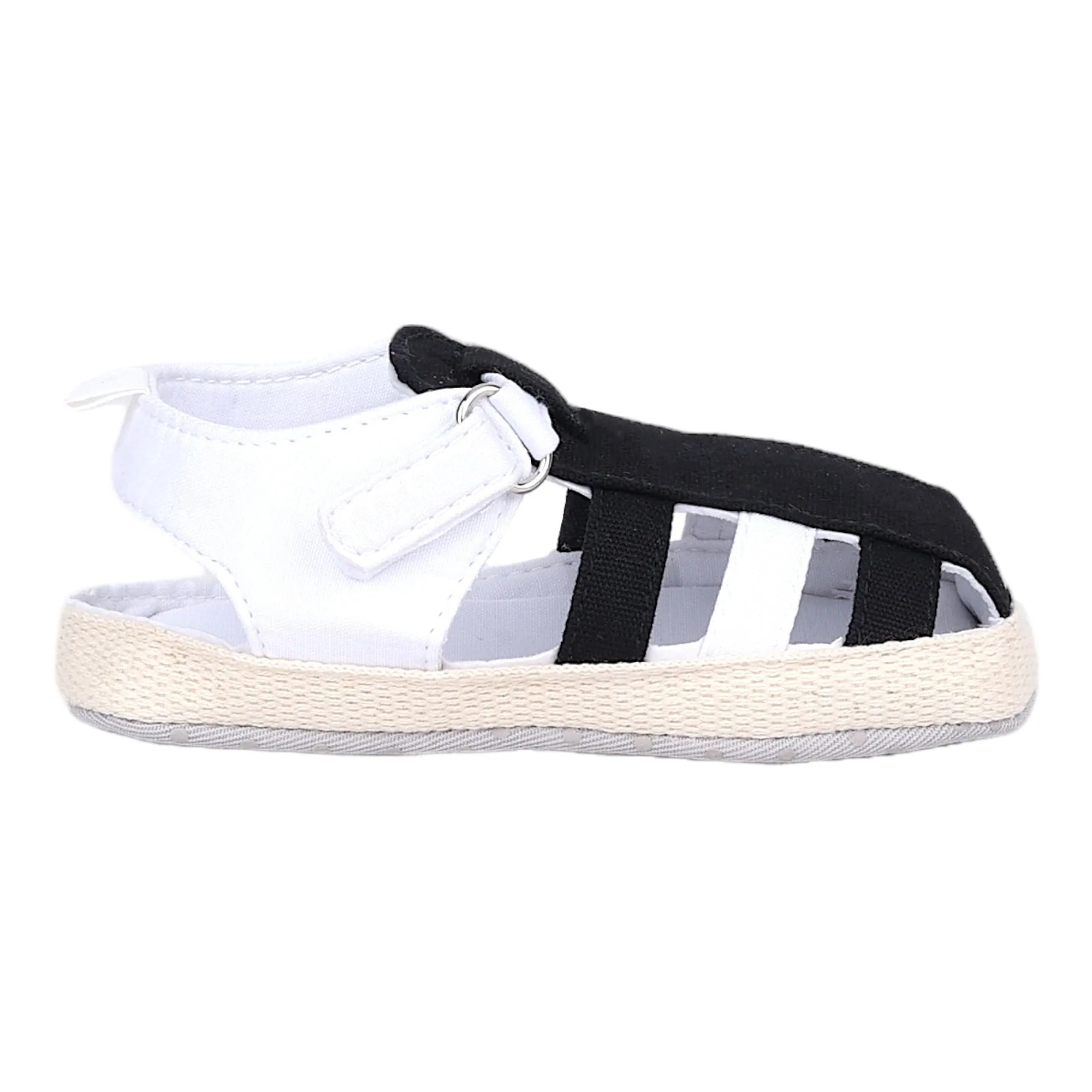 Baby Moo Stylish And Breathable Velcro Straps Anti-Skid Sandals - Black, White