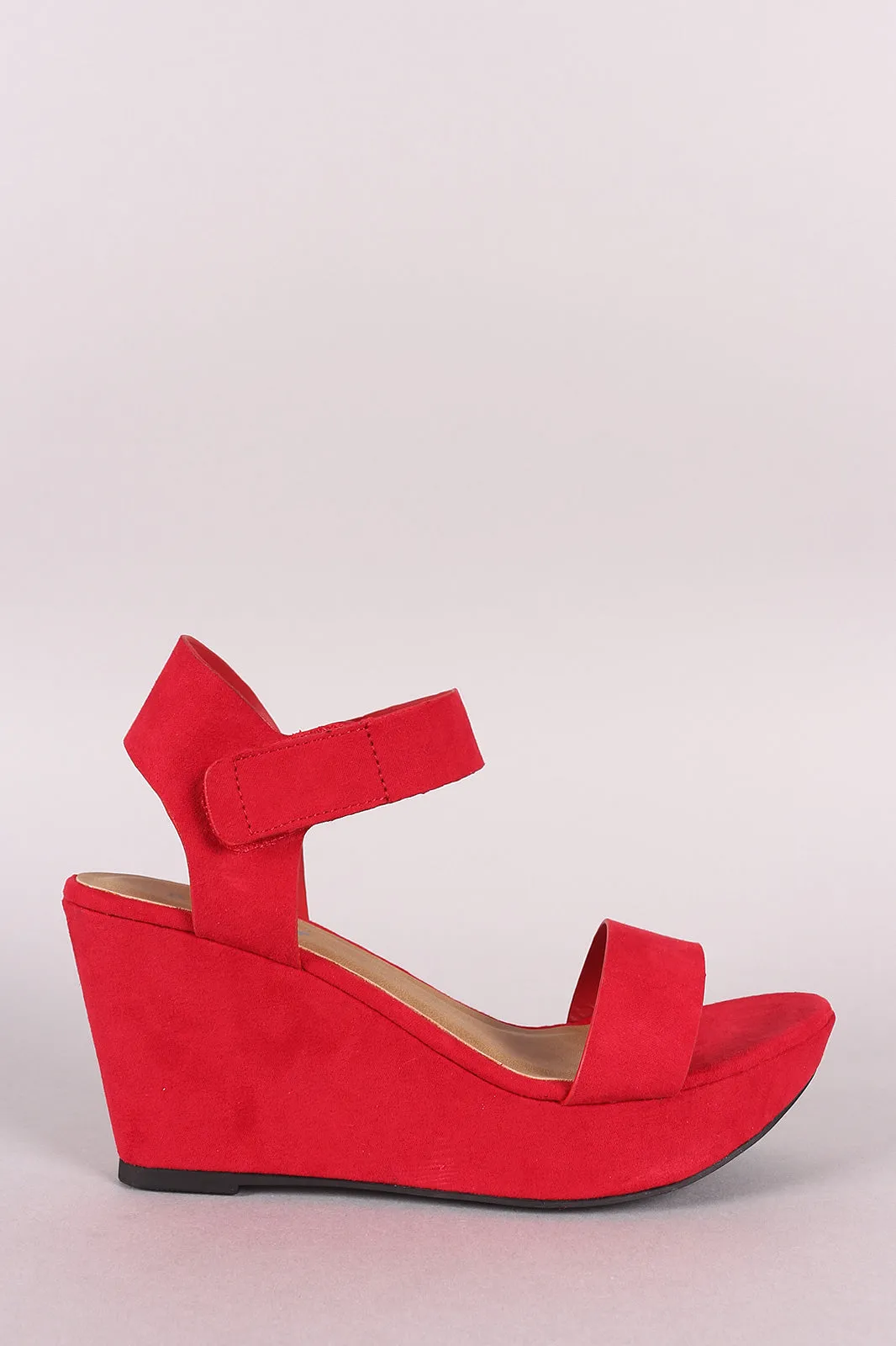 Bamboo Suede Open Toe Low Platform Wedge