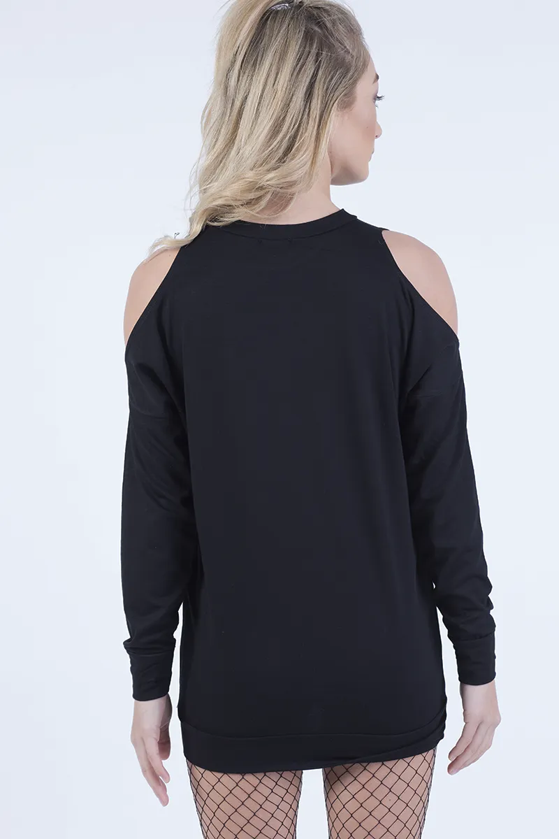 Black Heavy Metal Cold Shoulder Jumper - Neve