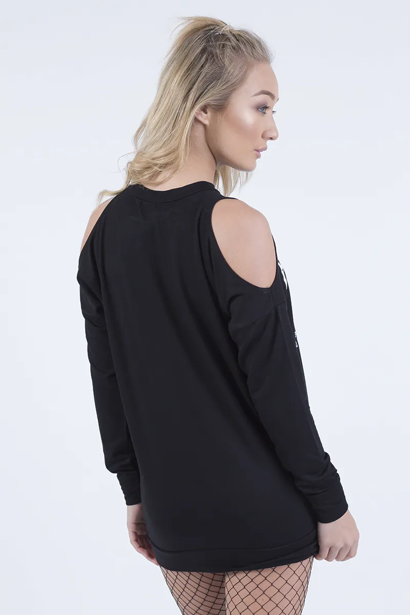 Black Heavy Metal Cold Shoulder Jumper - Neve