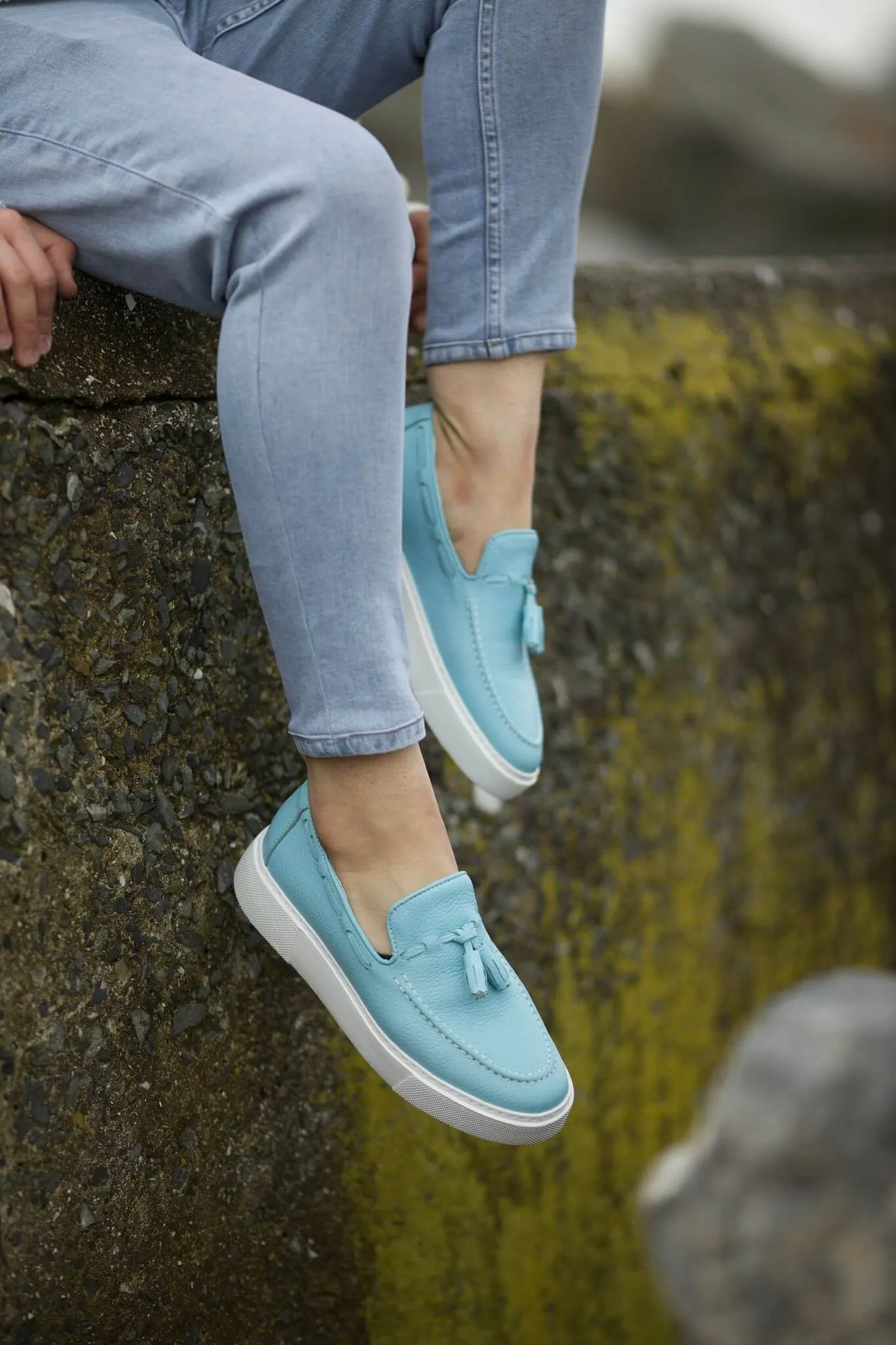 Blue Tassel Slip-Ons