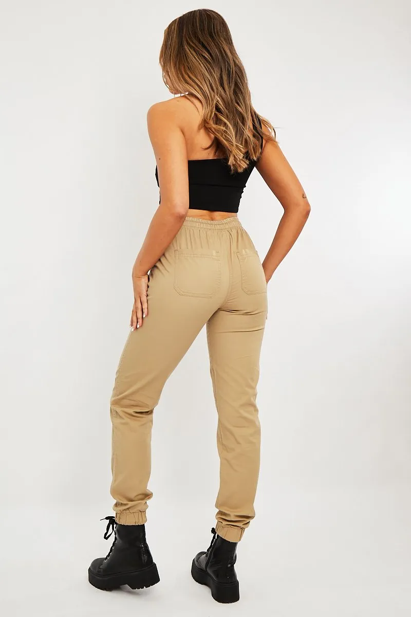 Camel Twill Cargo Trousers - Helina