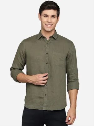 Dark Grey Solid Slim Fit Casual Shirt | Greenfibre