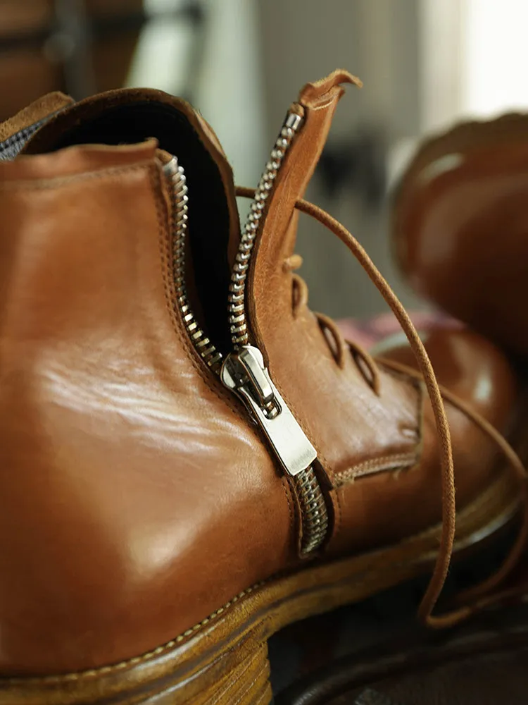 Distressed Zip Work Boots