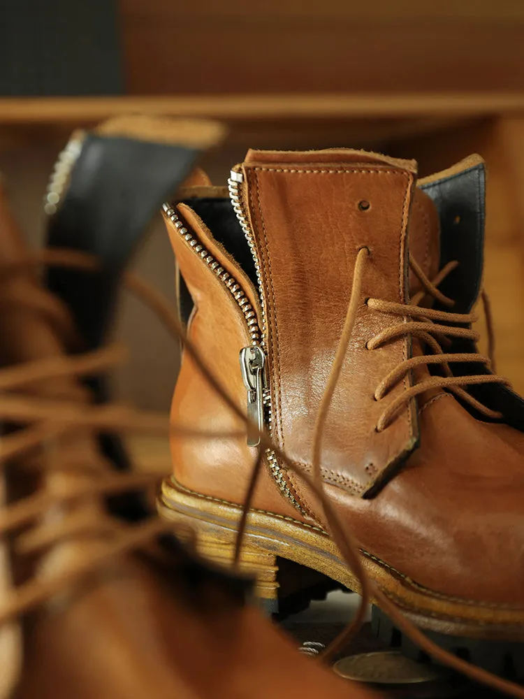 Distressed Zip Work Boots