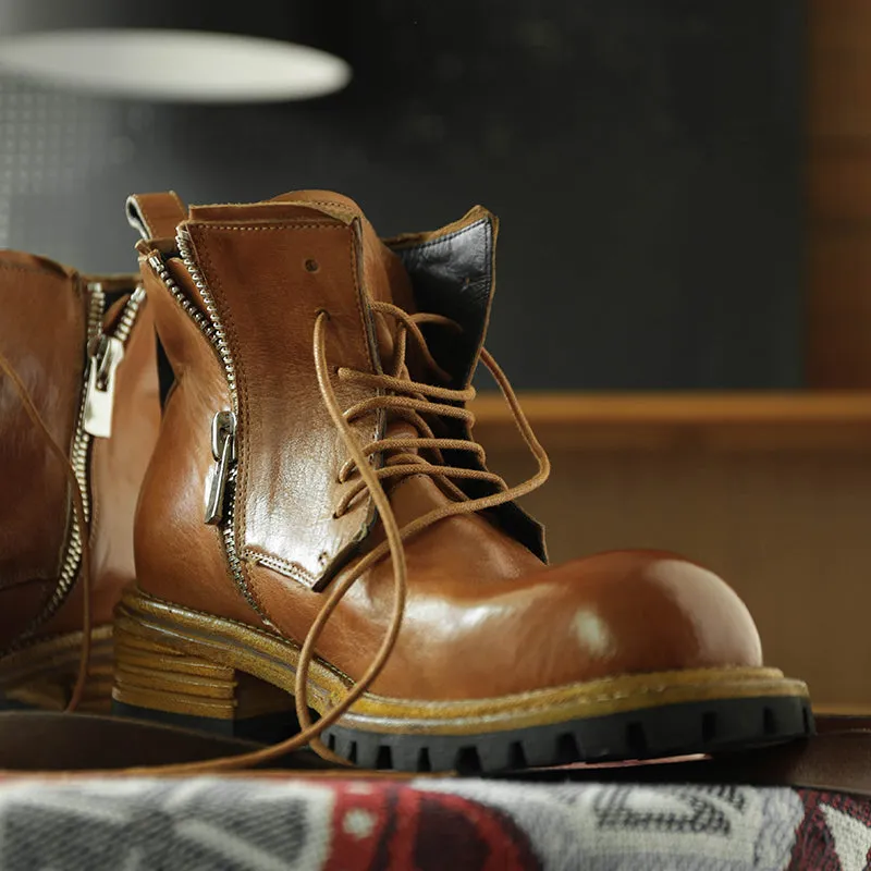 Distressed Zip Work Boots