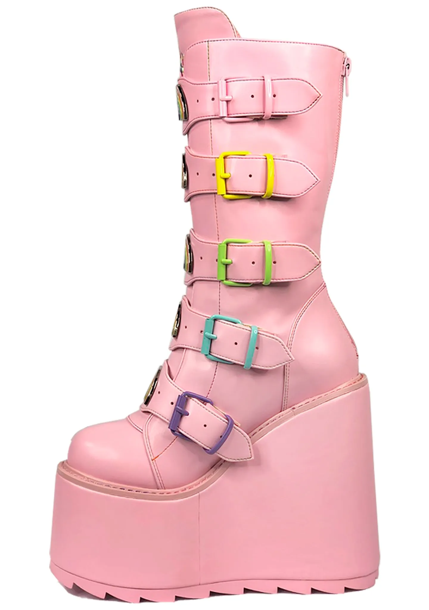 Dune Rainbow Platform Boots in Pastel Pink