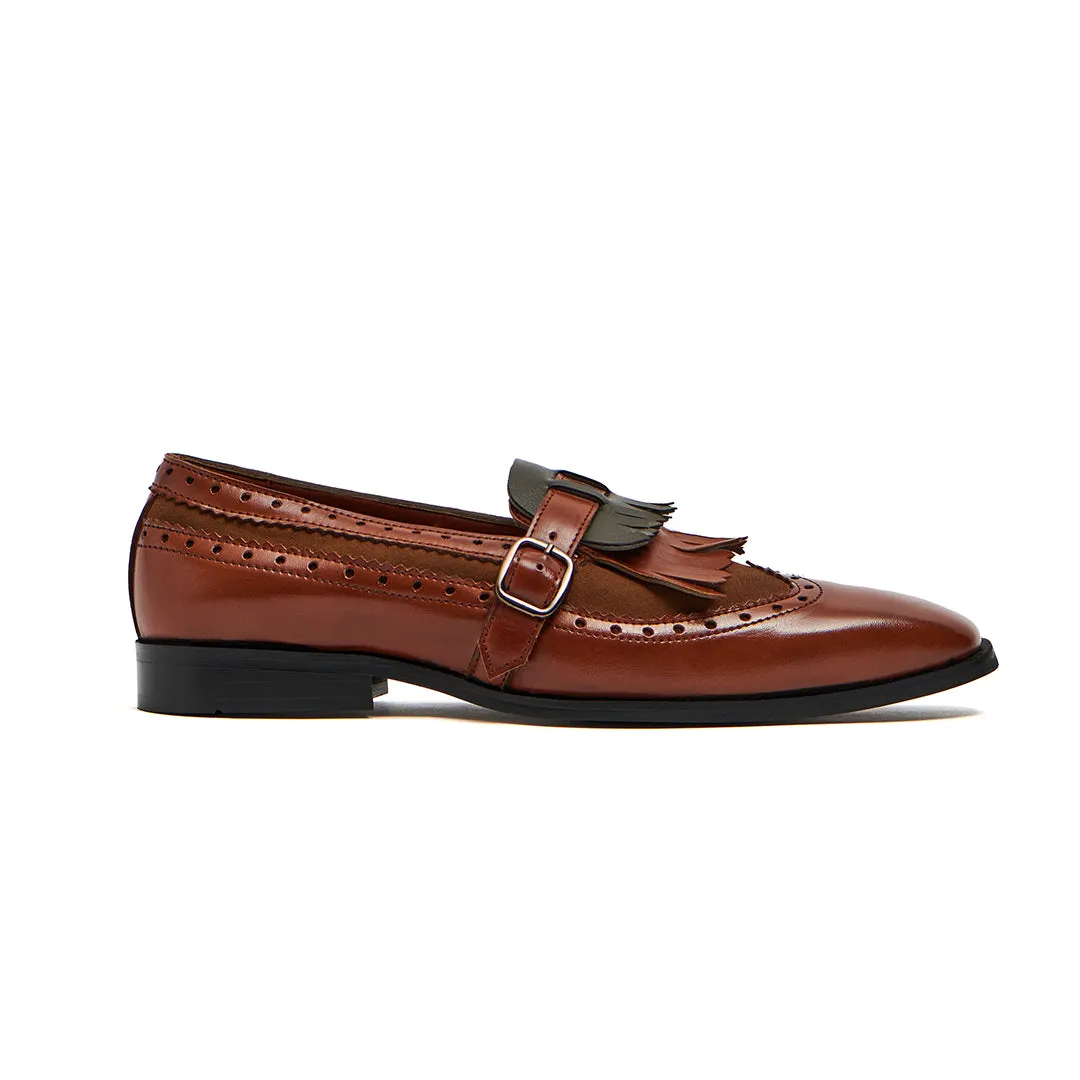 FRINGE LOAFERS WITH BUCKLE STRAP