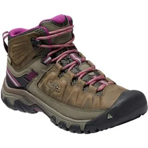 KEEN Women's Targhee III Mid Waterproof Hiking Boot, Weiss/Boysenberry