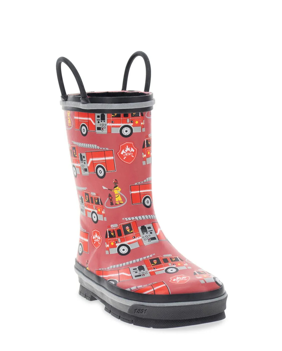 Kids Fire Truck Rescue Rain Boot - Red