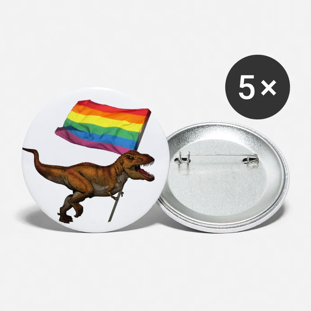 LGBT-Rex Tyrannosaurus Rex Buttons large 2.2'' (5-pack)