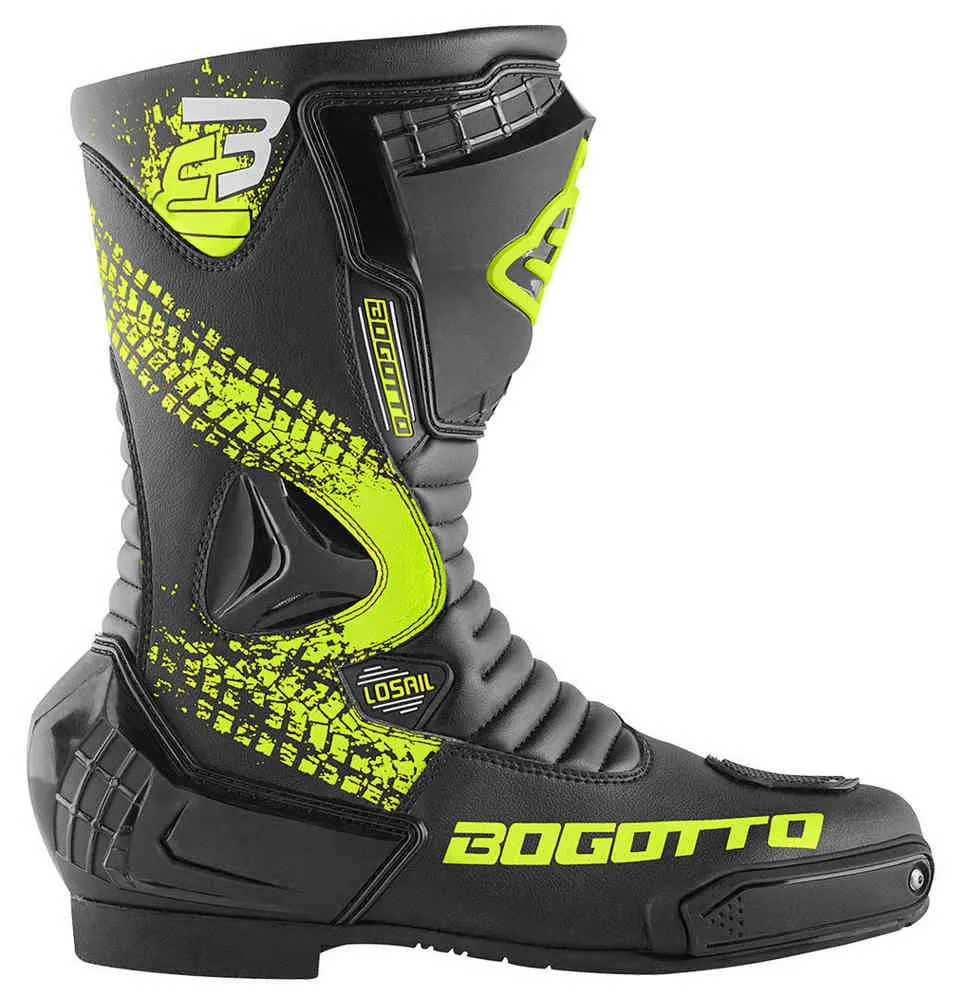 Losail Evo Bogotto Motorcycle Boots, Black/Yellow Fluorescent