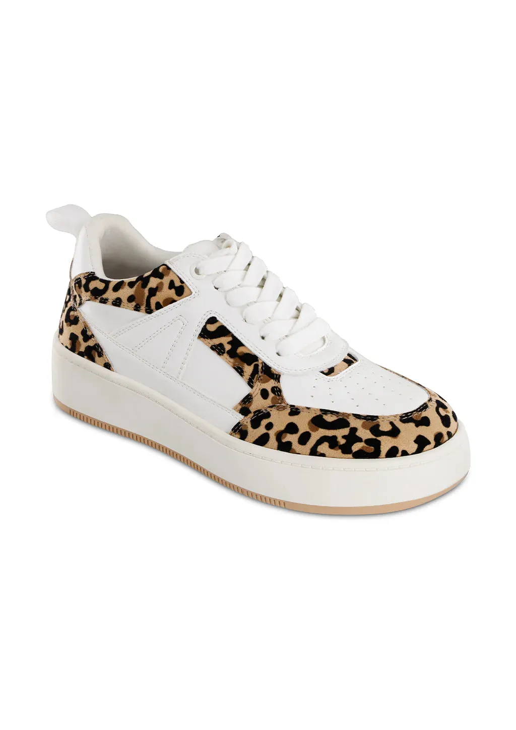 Mia White Dice Jaguar Print Sneakers