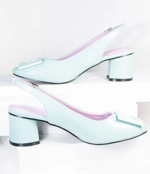 Mint Patent Leatherette Arcadia Slingback Heels