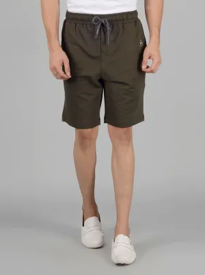 Olive Solid Regular Fit Shorts | JadeBlue