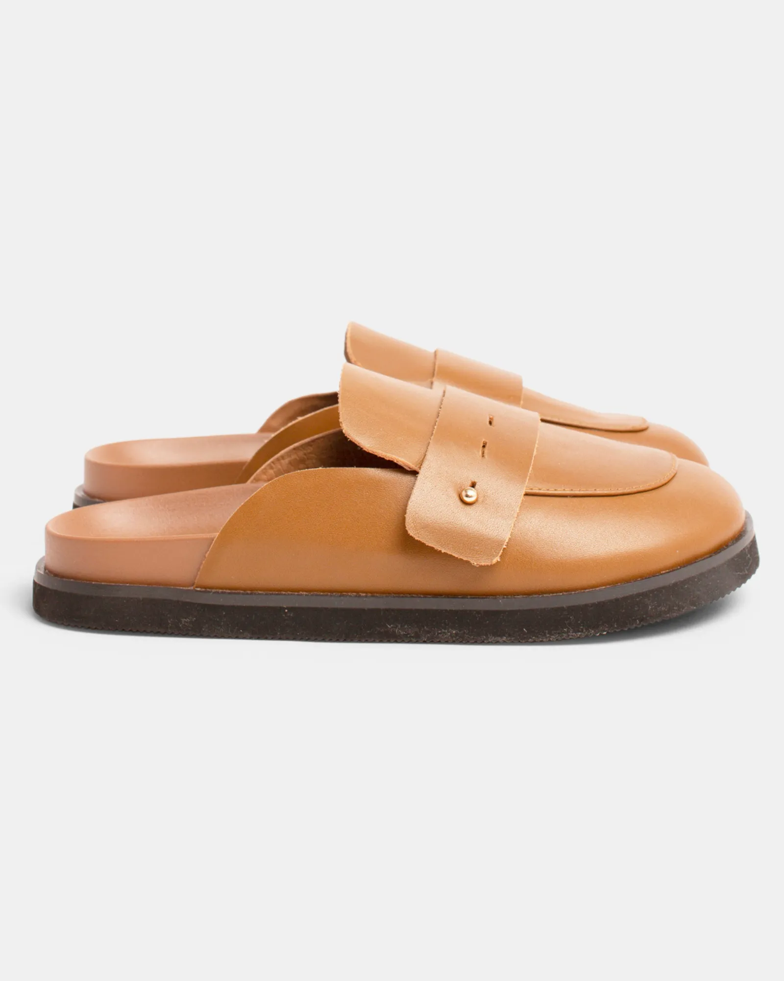 Pearl Leather Mule - Caramel