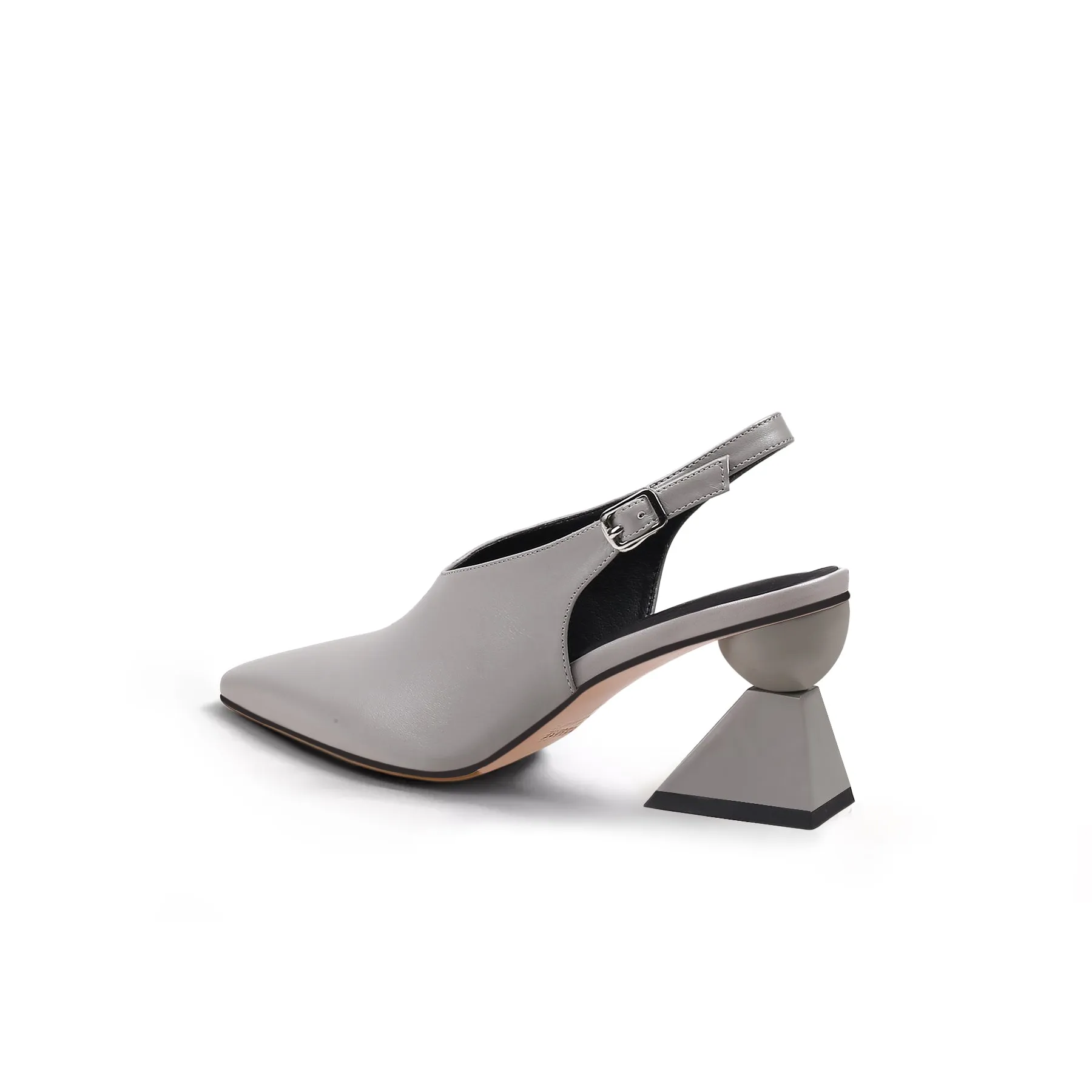 Pointed Toe Slingback Geometric Heel Mules