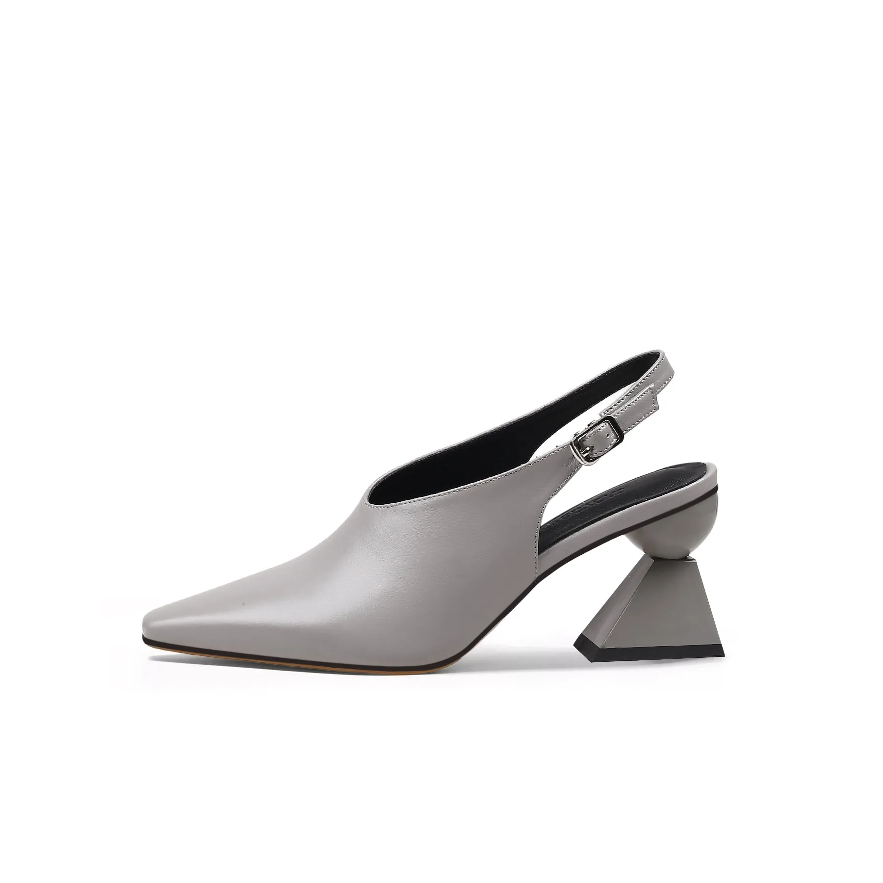 Pointed Toe Slingback Geometric Heel Mules