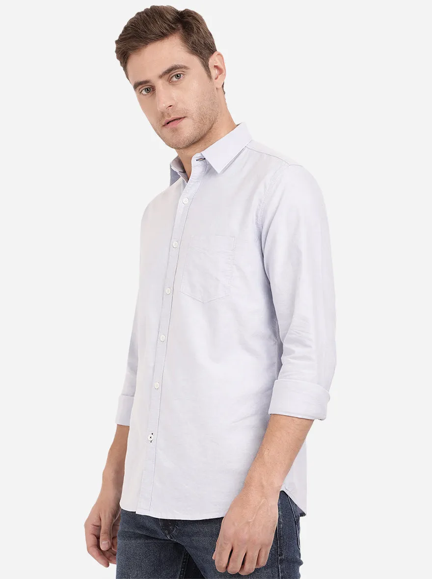 Powder Blue Solid Slim Fit Semi Casual Shirt | JadeBlue