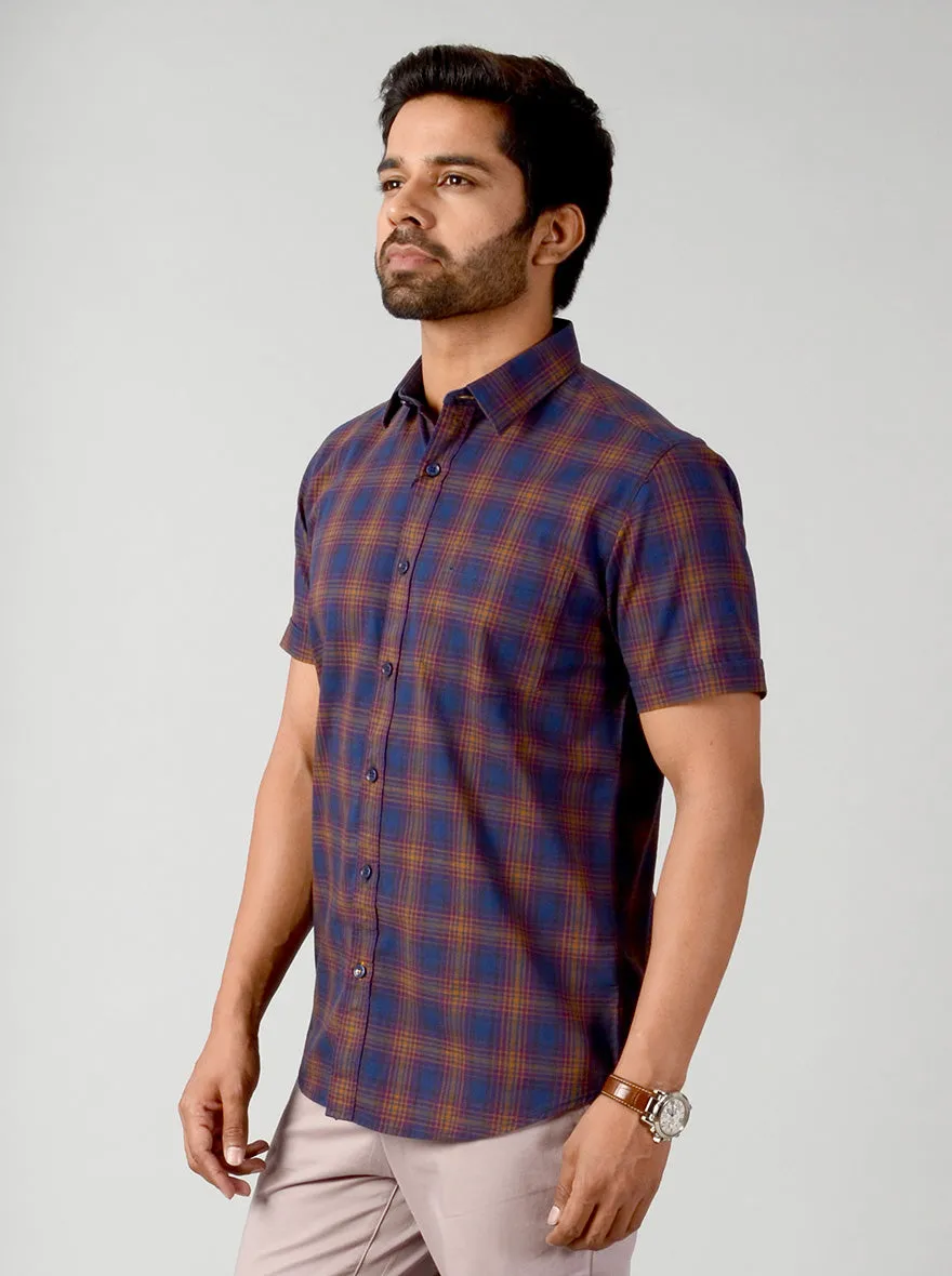 Purple Checked Slim Fit Casual Shirt | JadeBlue