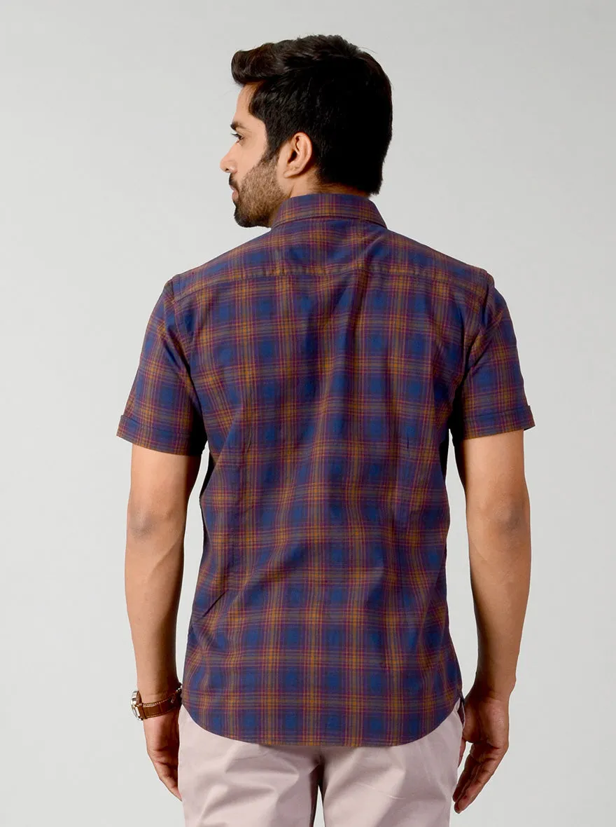 Purple Checked Slim Fit Casual Shirt | JadeBlue