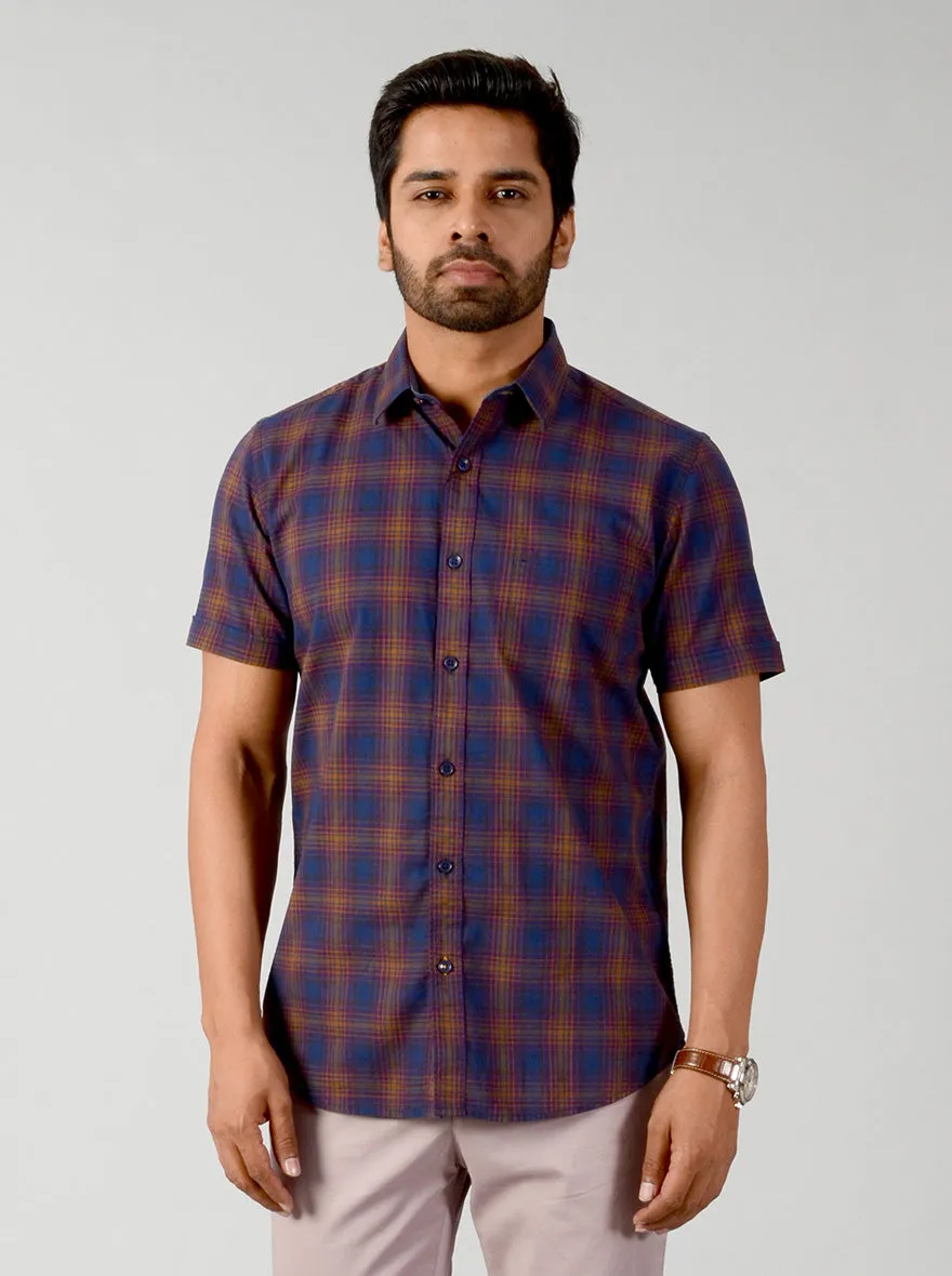 Purple Checked Slim Fit Casual Shirt | JadeBlue