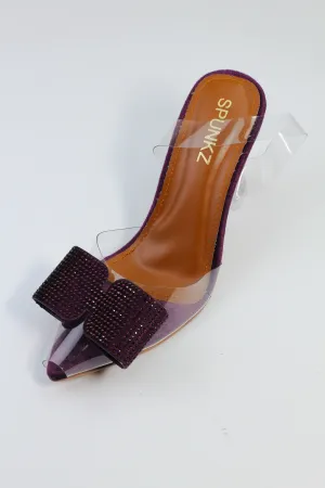 Purple Romeo Rhinestone Embellished Bow Slingback Heel