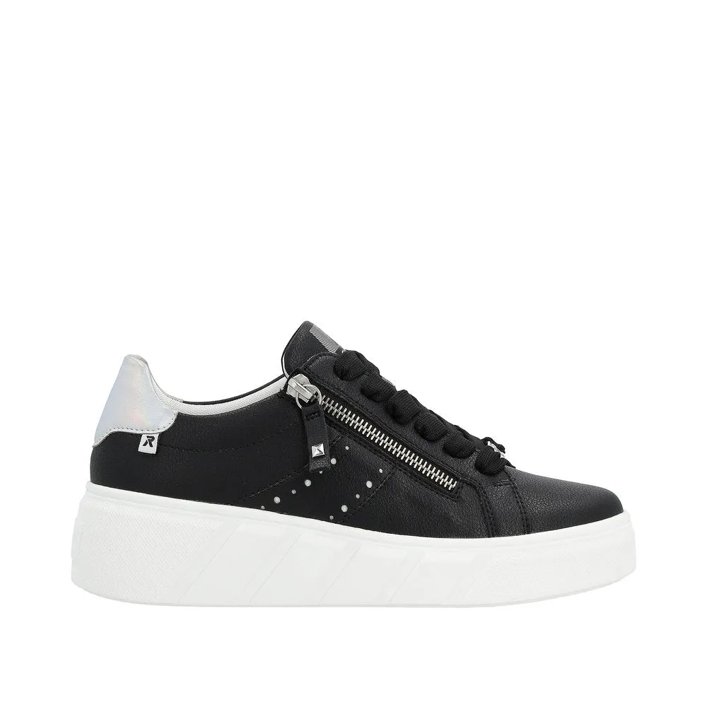 Rieker Evolution W0505-00 Rock Black Leather Flatform Trainers