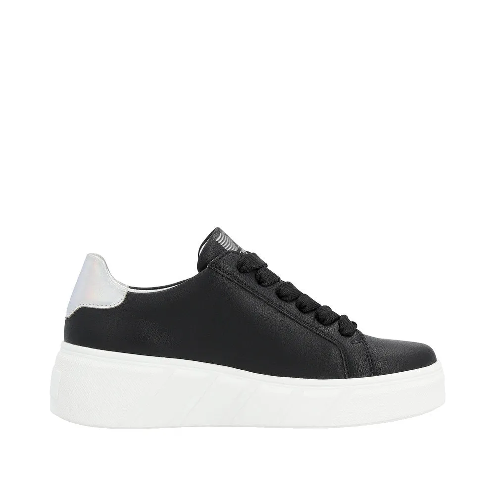 Rieker Evolution W0505-00 Rock Black Leather Flatform Trainers