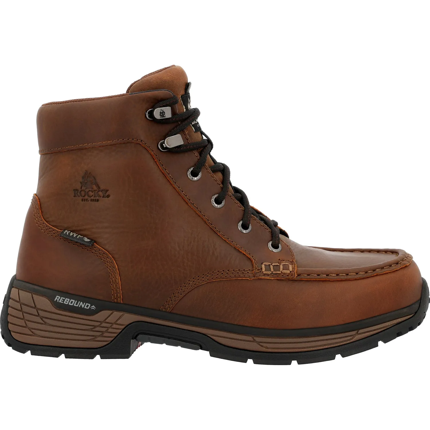 Rocky Mens Treadflex 6in WP Crazy Horse Leather Work Boots