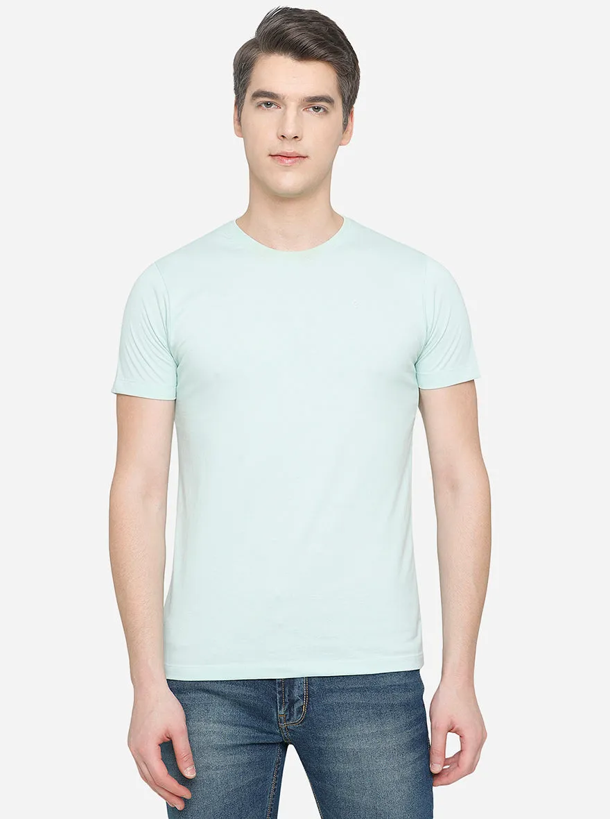 Sea Green Solid Slim Fit T-Shirt | Greenfibre