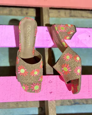 Tan Heels w/ Pink Daisy