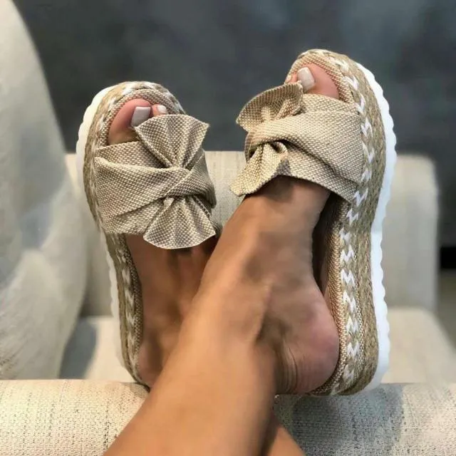 Trendy Bow Slip On Fashion Beach Sandals