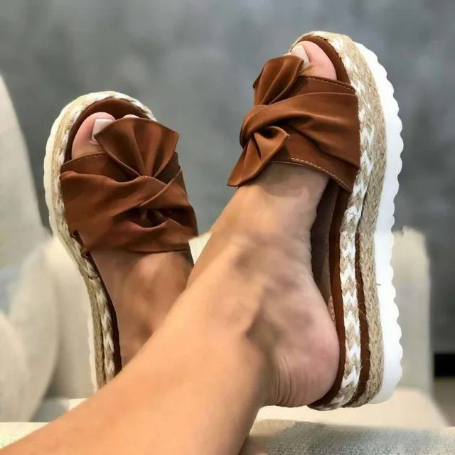 Trendy Bow Slip On Fashion Beach Sandals