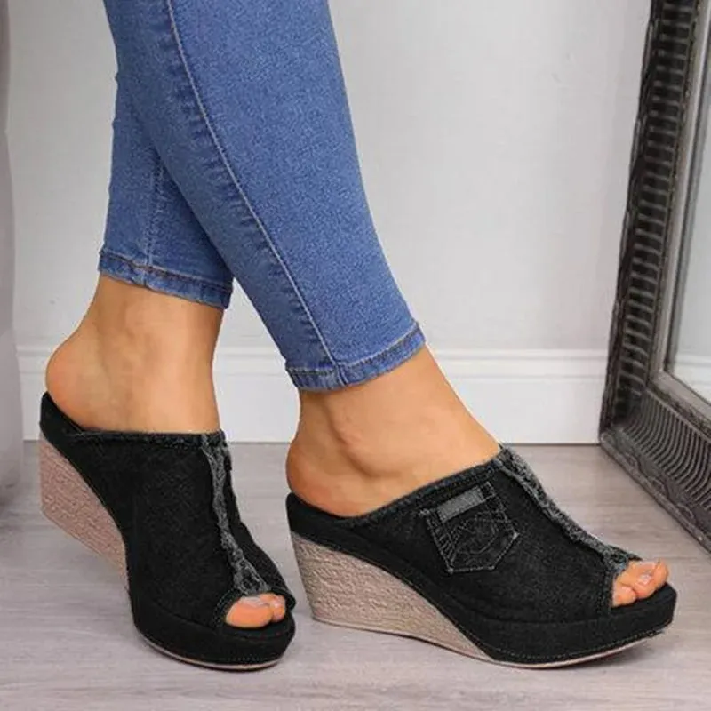 Trendy Wedge Platform  Peep Toe High Heels