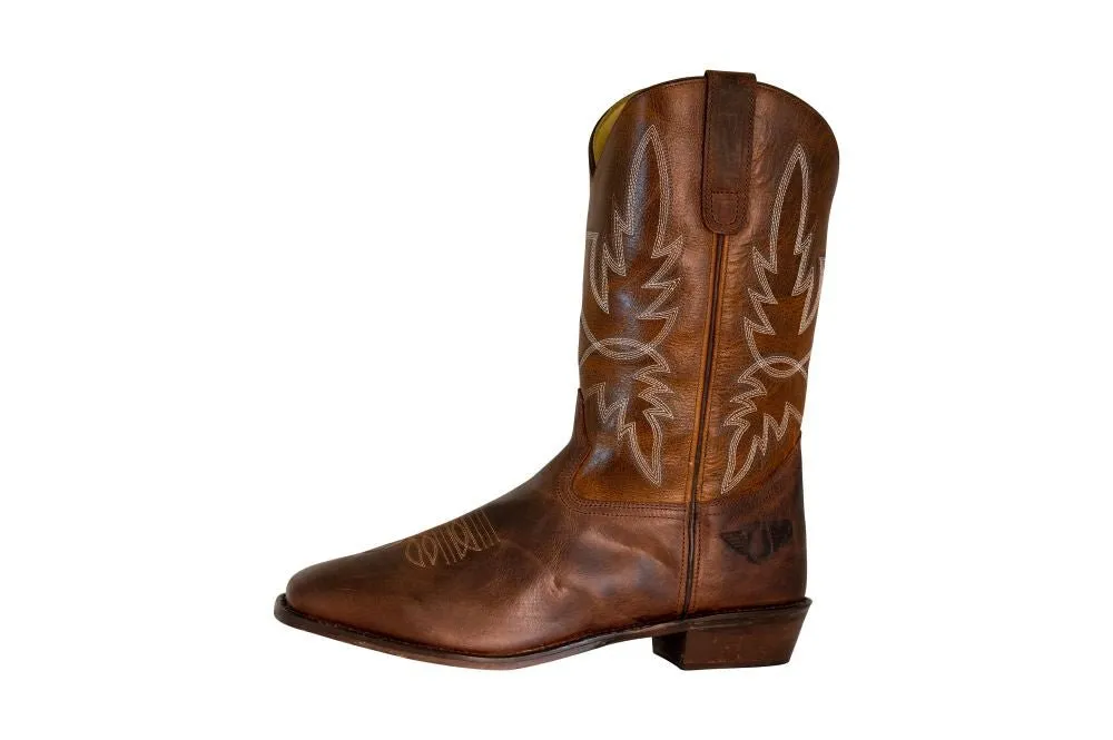 TuffRider Men’s Old Faithful Leather Embroidered Wide Square Toe Western boot