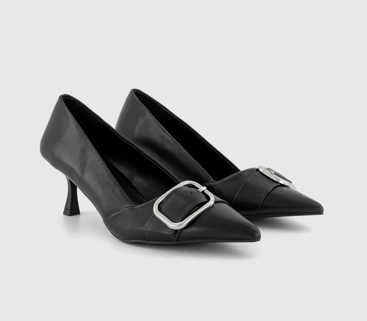 Womens Office Margarita  Buckle Detail Kitten Heel Courts Black